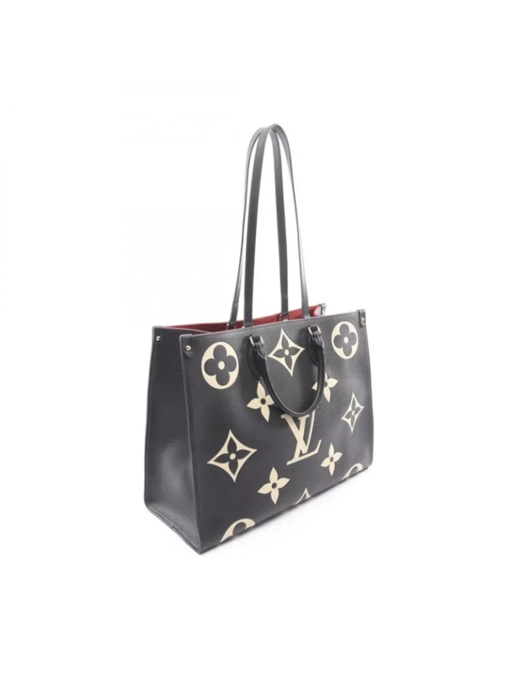 Louis Vuitton Tote On The Go GM Bicolor 2-Way Black Beige Leather